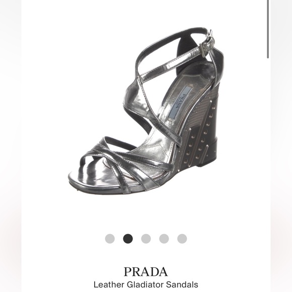 EUC Prada gladiator metallic heel sandal from The REAL REAL 🫶Silver metallic❤️ - Picture 4 of 6